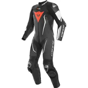 Dainese Misano 2 D-Air Perforated Leather 1 Piece Suit - Black/Black/White