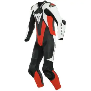 Dainese Laguna Seca 5 Perforated One Piece Leather Suit - Black/White/Fluo Red