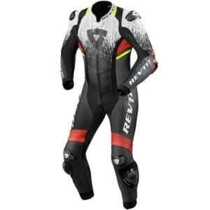Rev'it Quantum 2 One Piece Leather Suit - White/Neon Red