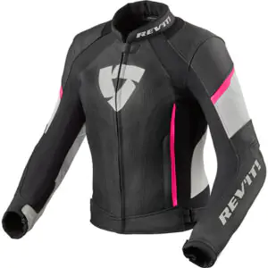 Rev'it Ladies Xena 3 Leather Jacket - Black/Pink