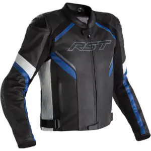 RST Sabre Airbag CE Leather Jacket - Black/White/Blue
