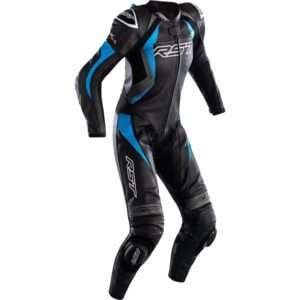 RST Ladies Tractech Evo 4 CE One Piece Leather Suit - Black/Grey/Sky Blue